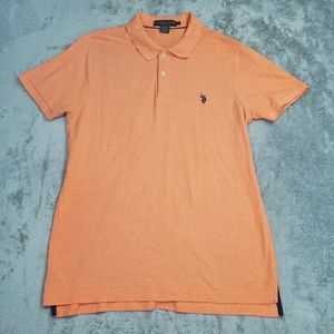US Polo Assn Polo Shirt Men’s large slim fit Heather Sand Orange Preppy Classic